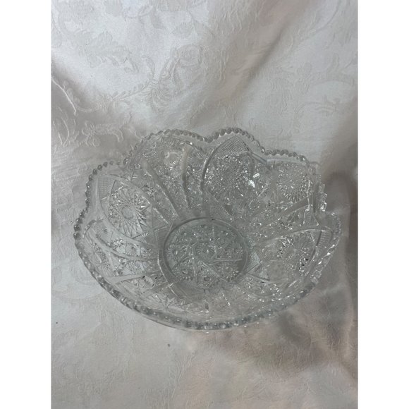Early American Pressed Glass Bowl Brilliant Daisy Dot READ - Picture 4 of 6